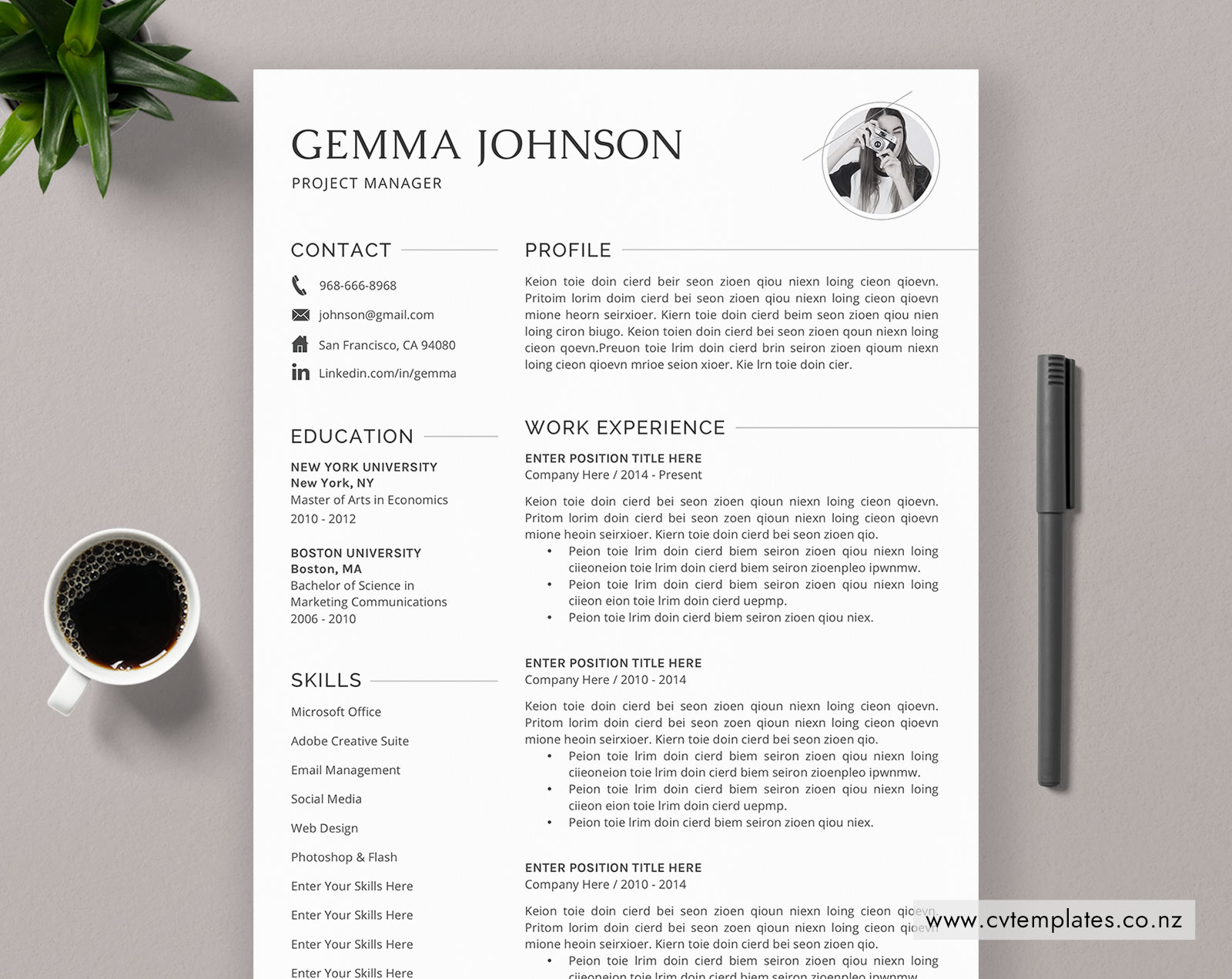 Template For Cv from www.cvtemplates.co.nz