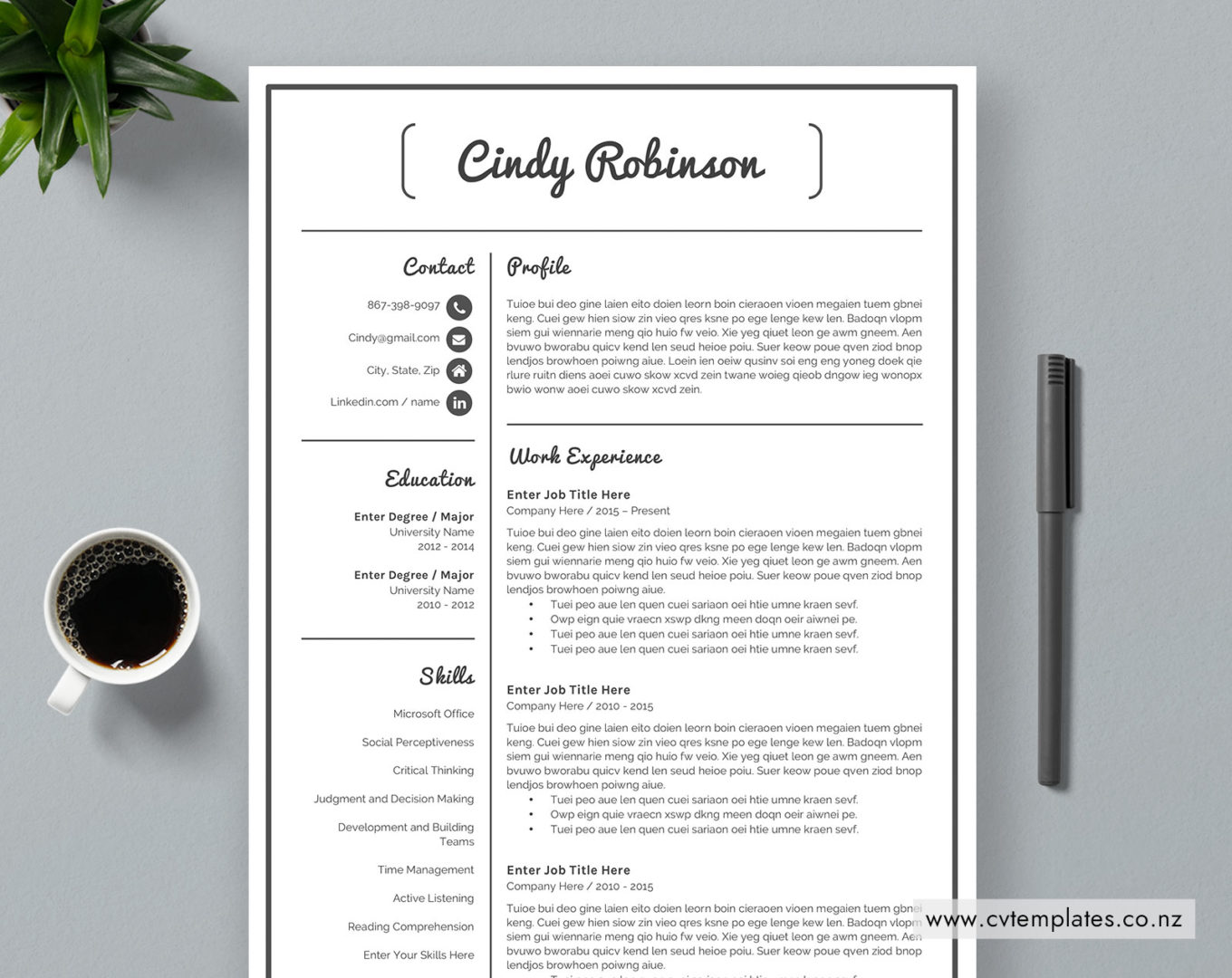 www.cvtemplates.co.nz-New Zealand CV Template-Cindy CV Template-01
