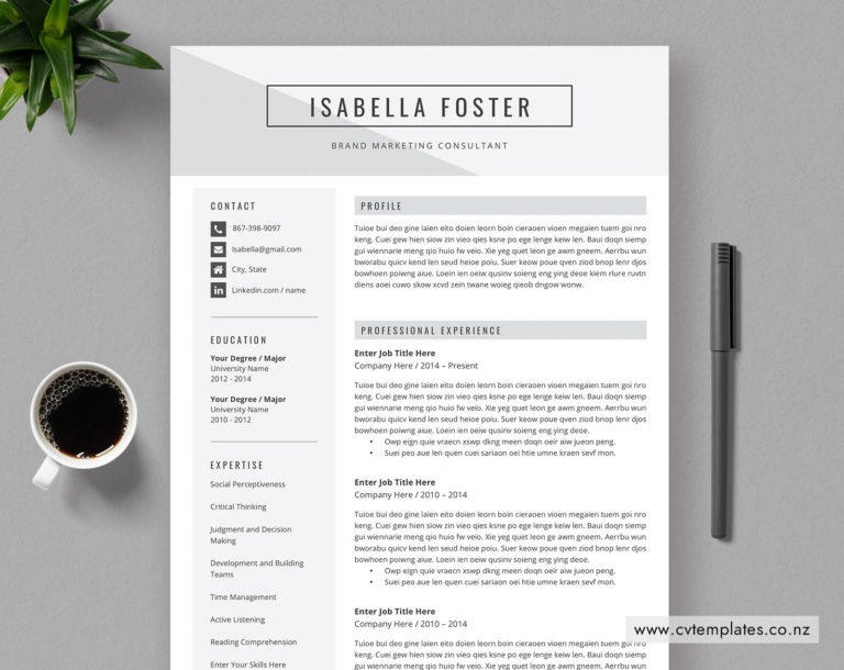 Premium New Zealand CV Templates Page 2 CVTemplates.co.nz