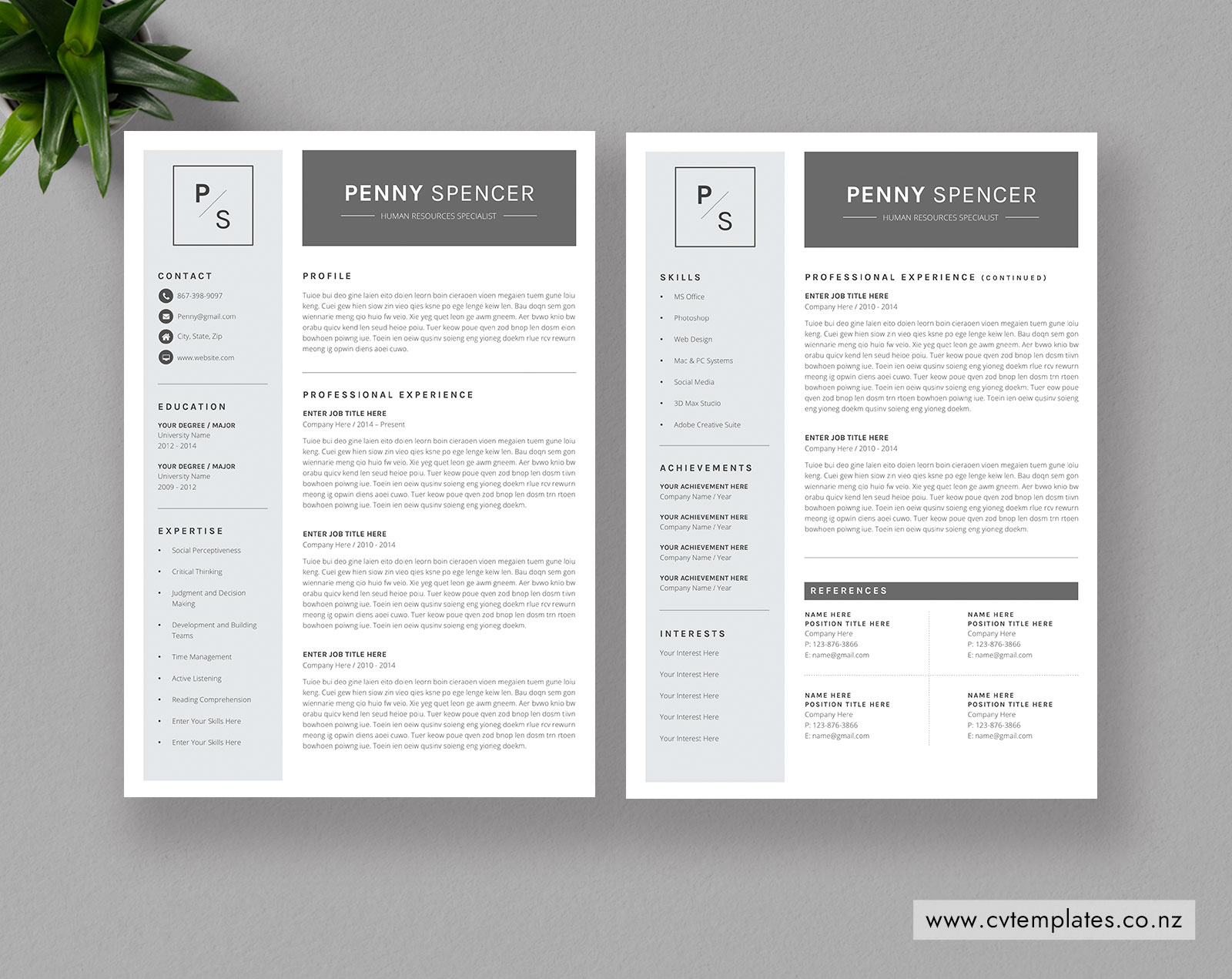 Cv Template For Ms Word Curriculum Vitae Unique Cv Template Editable Cv Template Cover Letter 1 2 And 3 Page Resume Simple And Professional Resume Template Instant Download Cvtemplates Co Nz