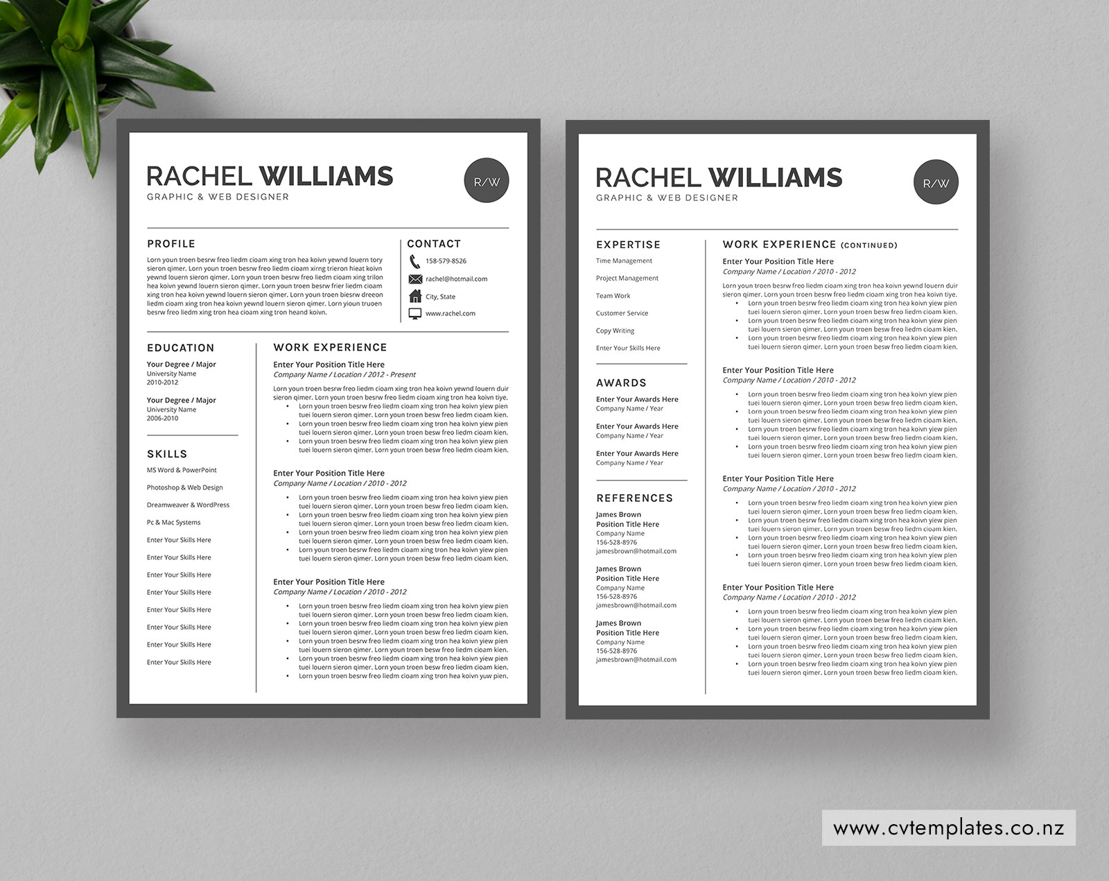 Top Selling New Zealand And Australian Cv Templates Cover Letter Templates Cv Icons And Cv Fonts For Ms Office Word And Digital Instant Download Cvtemplates Co Nz