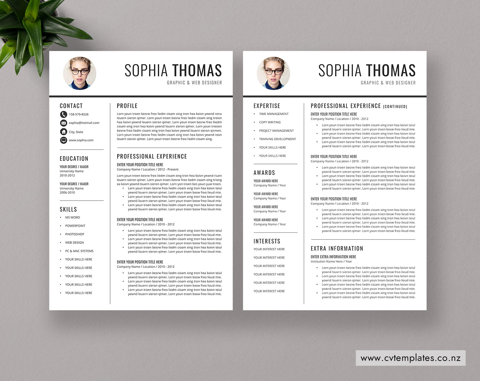 CV Templates Bundle for MS Word, Curriculum Vitae, Cover Letter